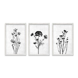ZZJJHYWGQ Botanical Wall Art Decor 16x11 Inch Set of 3 Black And White Plant Painting Wood Framed Sign For Bedroom Above Bed Family Rustic Wall Hanging (White)