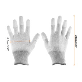 sourcing map 6 Pairs ESD Anti Static Gloves 21cm Thickened PU Coated High Resistance Carbon Fiber Computer Gloves for PC Computer Electronics Installation and Repair(Large), Grey