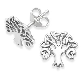 Heather Needham Sterling Silver Celtic Life Tree Earrings - SIZE: 10mm x 10mm Life Tree Stud Earrings. Gift boxed. 5399