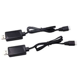 Blomiky 2 Pack 7.4V 1.6A Fast 2S Li-Po Li-ion Battery Charger Cable with XH-3P Connector for RC Boat Truck Drone Cars Vehicle SCX24 7.4V 2S Lipo Li-ion Battery 7.4V 1.6A USB 2