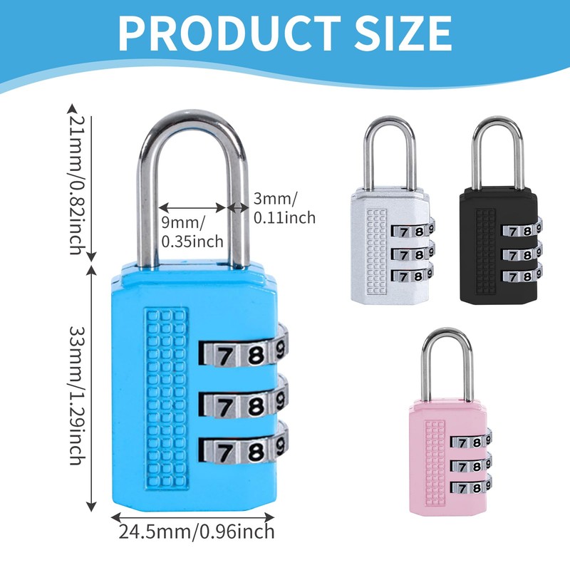 4 Pcs Luggage Locks Combination Padlocks Suitcase Locks Alloy Body