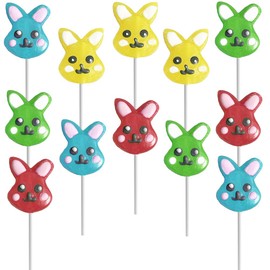 Fruidles Happy Easter Bunnies Lollipops Suckers, Colorful Easter Eggs, Yellow Bunny Rabbit, Orange Carrot Designs Fat-Free, Individually Wrapped Easter Pops 24-Pack