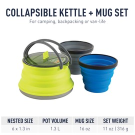 Sea to Summit X-Set/XSet 11-3-Piece (X-Pot Kettle 1.3L, 2 x Mugs), Assorted, 581