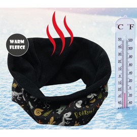 Children's Beanie Hat & Scarf Set – Many Designs – 95% Cotton – Reversible with Jersey Fabric or Fleece – Autumn Spring Winter – Soft & Easy-Care Stretch Material Boys Girls, Dinosaur skeleton