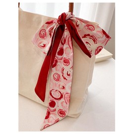 WDIRARA Girl's 4 Pack Floral Hair Scarf Handbag Scarfs Neck Scarf Neckerchief Headbands Red One-Size