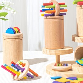 Montessori Toy, Intelligence, Brain Training, Wooden, Early Development Puzzle, Shape Matching, Fingertip Development, Color Recognition, Color Sensation, For Boys, Girls, Early Development, Ranking