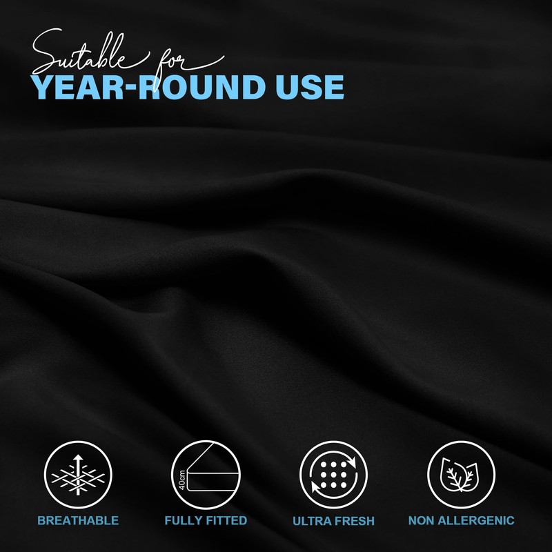 ACRALI HOME Double Fitted Sheet - Black Bottom Sheet for