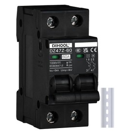 DIHOOL 60 Amp DC Circuit Breaker DIN Rail Mount Solar Disconnect Switch 2P 1000V
