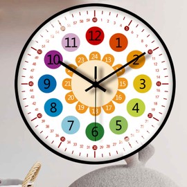 GBKDQQ Kinder Wanduhr ohne Tickgeräusche, 20cm kinderwanduhr Lernuhr Kinder Kinderzimmeruhr für Mädchen und Jungen für Kinderzimmer, Küche, Wohnzimmer, Schlafzimmer, Büro, Schwarz