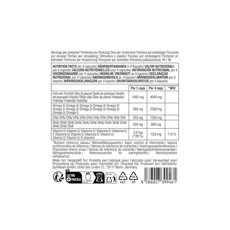 Omega 3 Capsules Forte - High Dose Fish Oil with