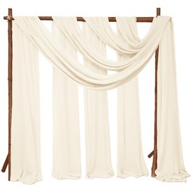 4 Panels Wedding Arch Draping Fabric 28" x 20 Ft Nuptials Arch Drapes Chiffon Fabric Drape Sheer Backdrop Curtain for Wedding Party Ceremony Birthday Swag Arbor Drapery Reception Ceiling Decor(Ivory)