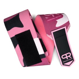 PR Personal Record Elbow Wraps for Weightlifting - Heavy Duty Construction, 25% More Elasticity, Reinforced Stitching, Extra Wide Fastener, Easy to Adjust, (Digital Pink)