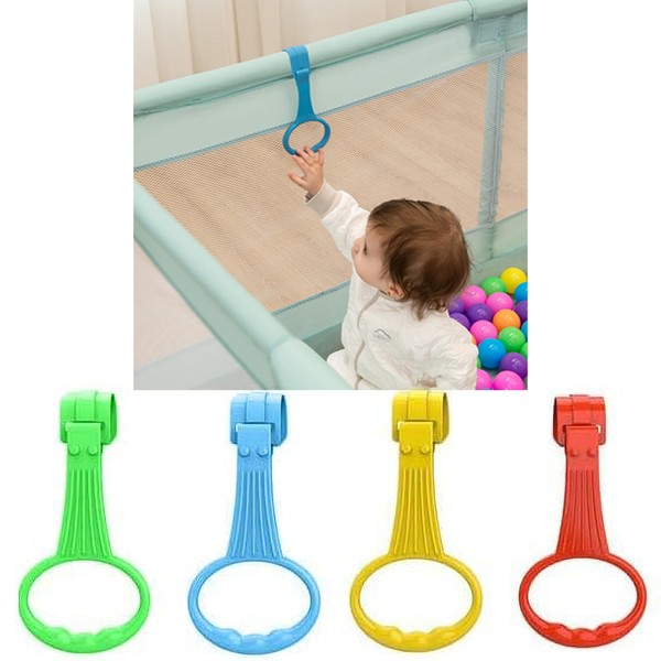 4 Pcs Baby Pull Up Rings for Playpen, Baby Nursery Bed Rings, Detachable Bracelet, Help Babies Practice Standing, Non-Toxic ABS Plastic, 4 Colors