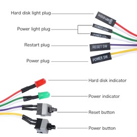 YACSEJAO PC Reset Switch Cable, ATX Power on Off Reset Switch Cable, 65CM PC Power Reset Switch HDD LED Cable Light Wire Kit Assembly for Computer(2Pcs)