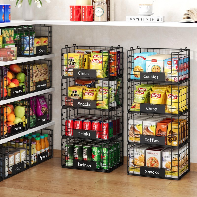 JKsmart Pantry Organizers and Storage, 4 Pack XL Stackable Wire