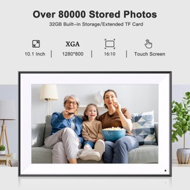Digital Picture Frame 10.1-inch Electronic-Photo-Album - 32GB Digital Frame, IPS Touch Screen, Light Sensor, Auto-Rotate, Share Pictures Video via APP or Email, Free Cloud, Birthday Gifts for Women