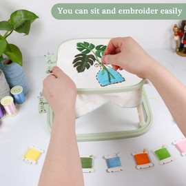 Versatile Double Embroidery Stand, Compact Desktop Embroidery Cross Stitch Frame-Hands Free 2-Tier Embroidery Hoop Frame for Needlepoint Sewing Craft Projects