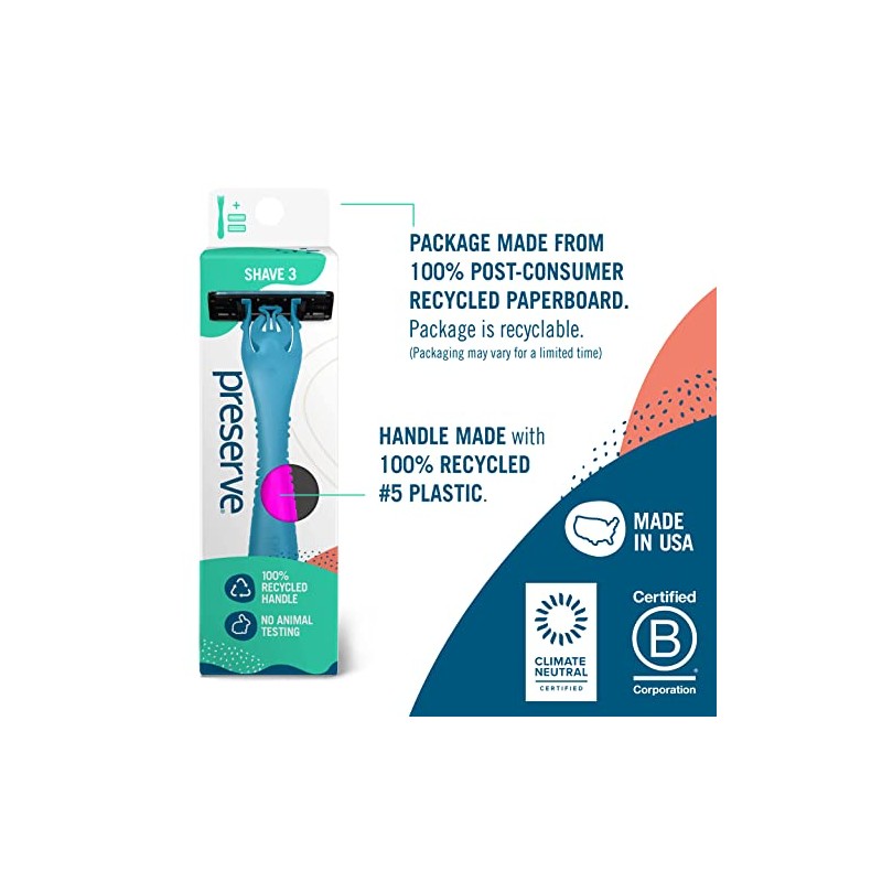 Preserve Triple Razor System with Replacement Blades (Colors Vary)