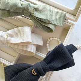 (3 types) Burnaby Cozy Knit Daily Ribbon Hairpin Black / (3종) 버나비 코지 니트 데일리 리본 헤어핀 블랙