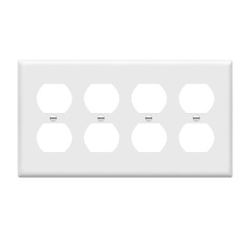 Enerlites 8824-W Duplex Receptacle Outlet Wall Plate, Standard Size 4-Gang, Polycarbonate Thermoplastic, White