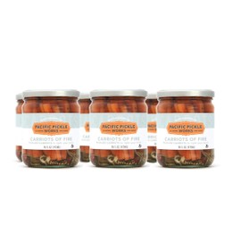 Carriots of Fire - Spicy Pickled Carrot Sticks with Jalapeño - Gourmet Carrots for Snacking - non-GMO, Kosher, Gluten-Free 16 oz (6-pack)