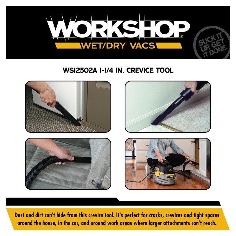WORKSHOP Wet/Dry Vacs Shop Vacuum Accessories WS12502A Crevice Tool Attachment