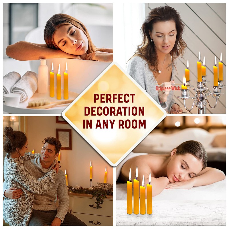 Beeswax Taper Candles 100% Natural Pure Refined Unscented and Decorative