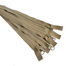 2pcs YKK #5 Molded Plastic Two-Way Separating, Open-End Jacket Zipper - Tape Color: Aztec Khaki #896W - Choose Your Length - Made in The United States (Aztec Khaki #896W, 6" Inches)