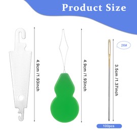 Cross Stitch Needles Size 26 Gauge Embroidery Hand Needles Sewing Needles, 100PCS Cross Stitch Needles + 2 Needle Threader in Transparent Box Large Eye Sewing Needles for Cross Stitching Supplies