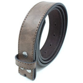 BC Belts Womens Thin Leather Belt Strap with Vintage Distressed Texture 1.25" Wide with Snaps, Dark Brown, Small (28-30)