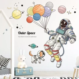 DaraBaby Vinil Decorativo Astronauta Planetas Habitación Niño Bebe