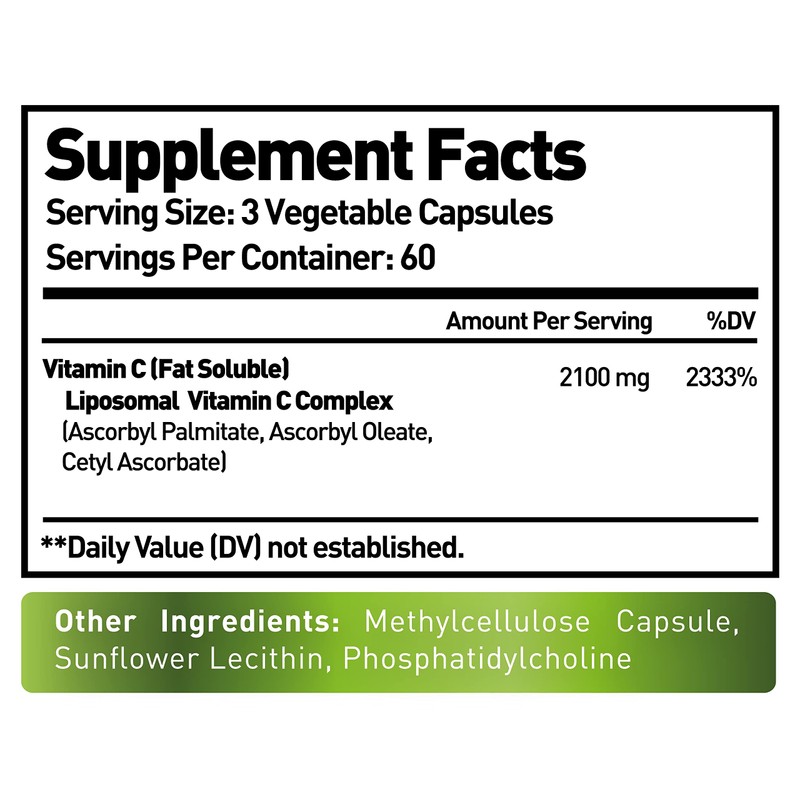 NURTURE ALLEY Liposomal Vitamin C 2100mg- 180 Capsules High Absorption