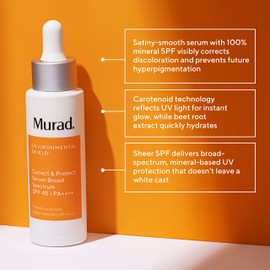 Murad Correct & Protect Broad Spectrum SPF 45 - Environmental Shield 100% Mineral Sunscreen Serum - Blue Light Defense - Brightens and Reduces Discoloration, 1.0 Fl Oz