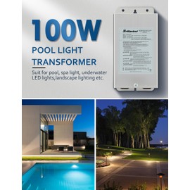 BRILLIANTOOL 100W Stainless Steel Casing Pool Light Transformer, Convert 120VAC to 12V/13V/14V AC Multi-tap, Weatherproof Transformer, Intended for Pool/Spa Lights and Landscape Lighting (100, Watts)