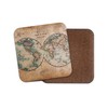 1 x Vintage World Hemispheres Map Coaster - Rustic Geography