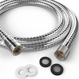 DIY Doctor Universal Shower Hose - 1.75m x 11mm Extra Long Shower Hose - Flexible Shower Hose - Longer Than Shower Hose 1.5m - Shower Pipe - Stainless Steel Hose with 4 Washers - Anti-Kink