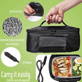 Fdit 12V Portable Car Microwave Oven Reheats in Minutes, Temperature Control, Suitable for Trucks, Travelers, Workers