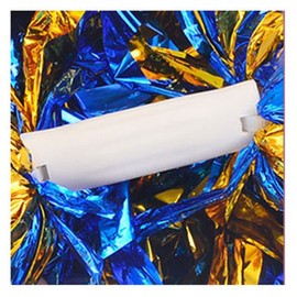 SHTGOI Cheerleading Pompoms Pack of 2 Metallic Foil Cheerleading Pom Poms with Handle Cheerleader Hand Flowers Cheers Flower Ball for Sports Events Ball Games Dance Supplies Blue + Gold