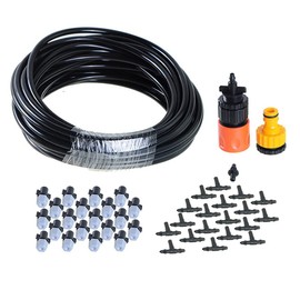 32.8ft/10m Mist Cooling System, DIY Irrigation System Patio Misting Kit with 10pcs Mist Nozzles for Greenhouse Flower Beds Lawn Patio