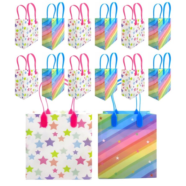 Rainbow Themed Party Favor Bags Treat Bags, 12 Pack