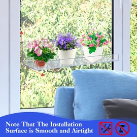 Reallnaive 3 Pack 12 Inch Window Suction Cup Shelf for Plants, Clear Acrylic Indoor Floating Shelves Plant Shelf Window Extender for Seed Starter Pots, Succulents, Herb Planters