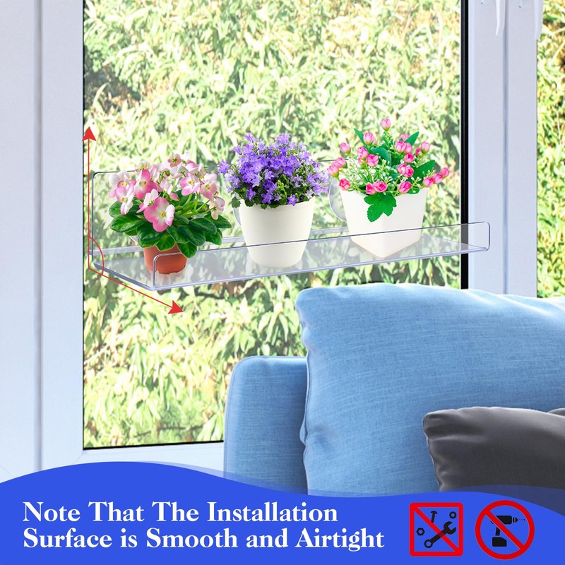Reallnaive 3 Pack 12 Inch Window Suction Cup Shelf for