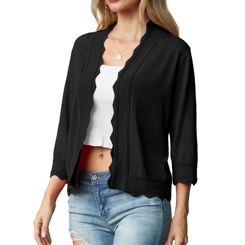 GRECERELLE Womens Lightweight Summer Cardigan Sweaters Open Front Cropped Knit