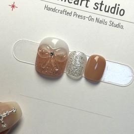 [Ar] Ribbon Paddy Tips Handmade Nail Tips Drawing Art Specialty / [아르] 리본패디팁 수제네일팁 드로잉아트전문
