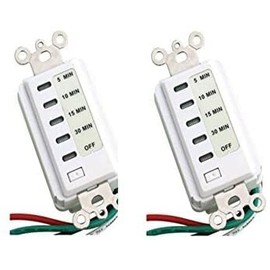 Bathroom Fan Auto Shut Off 30-15-10-5 Minute Preset Countdown Wall Switch Timer White (2 Pack)