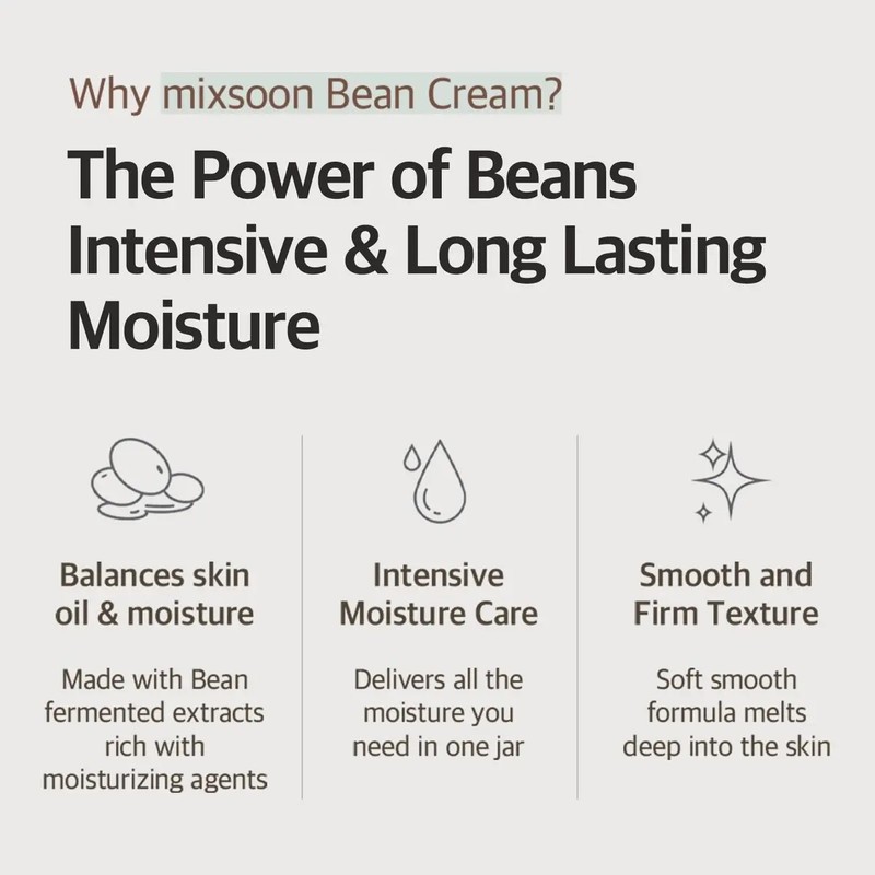 Bean Cream Mixsoon 50ml Crema Hidratación Intensa