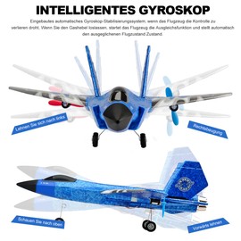 RC Plane, 2.4 GHz 2 Channel F-35 Remote Controlled Aircraft Fighter Aeroplane Model Toy with Xpilot Gyroscope System for Beginners Children Adults (Blue)