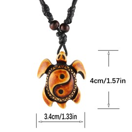 STWTR Hawaiian Turtle Pendant Necklace Men Women - Adjustable Rope Surfer Necklace Handmade Necklace, Plastic, not known