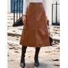 Kate Kasin Women's Leather Skirt High Waisted A Line Fall