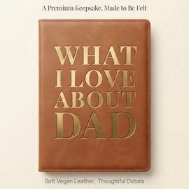 YOELOVE What I Love About Dad Leather Book – A Fill-In-The-Blank Keepsake Gift Journal with 30 Prompts for Dad Birthday Father's Day Christmas